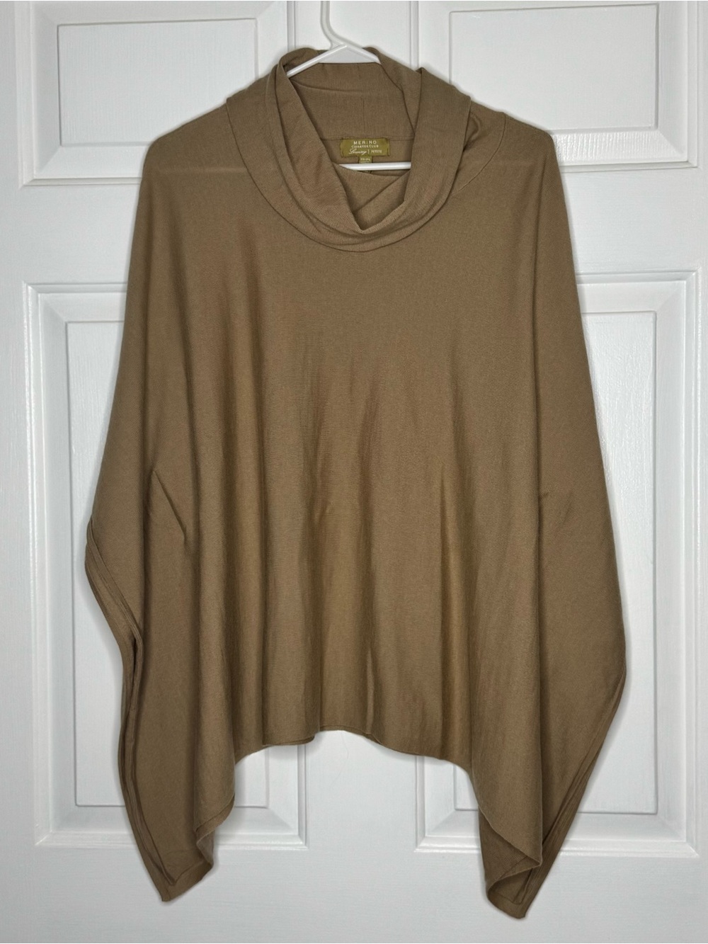 Charter Club 100% Merino Wool Luxury Lightweight Taupe Cowl Neck Women's Sweater